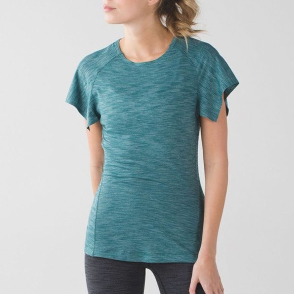 lululemon athletica Tops - [Lululemon] TakeOff Tee Heathered Forage Teal